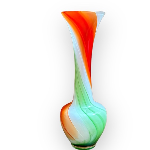 •EUC• Vintage Japanese Candy Swirl Cased Art Glass Bud Vase - Picture 2 of 7